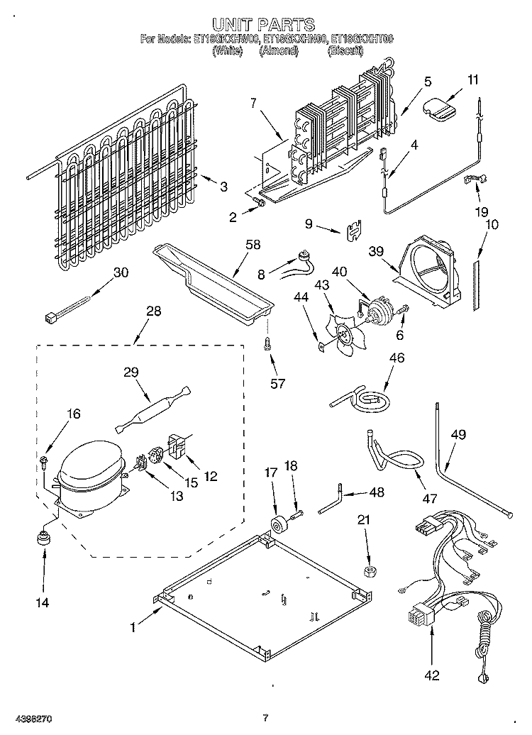 UNIT Diagram and Parts List for ET18GKXHN00  Whirlpool Refrigerator