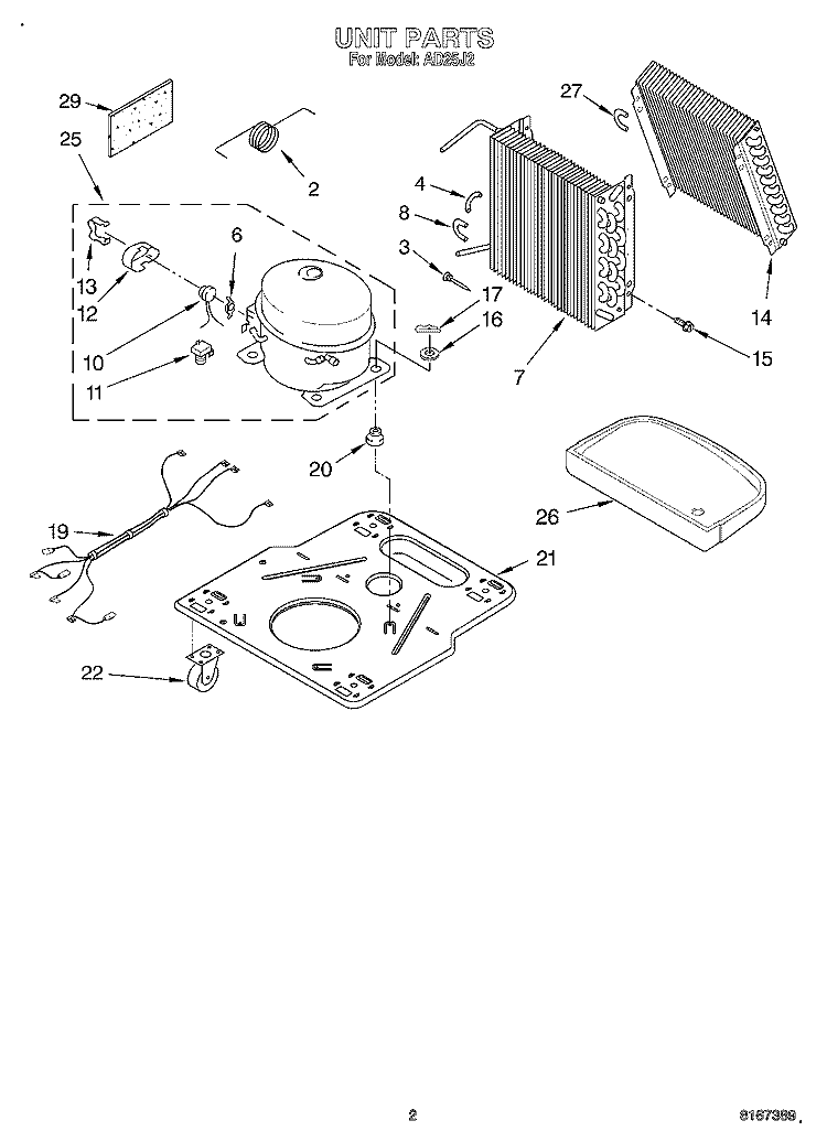 SECTION Diagram and Parts List for AD25J2  Whirlpool Dehumidifier