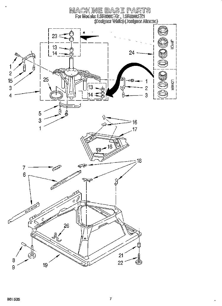 MACHINE BASE Diagram and Parts List for LSR8300EQ1  Whirlpool Washer