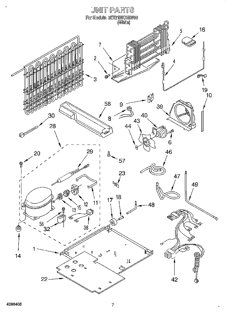 UNIT Diagram and Parts List for 3ET21NKXGW00  Whirlpool Refrigerator
