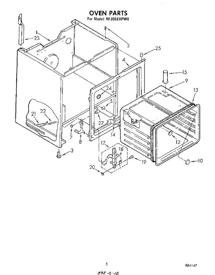 OVEN , LITERATURE AND OPTIONAL Diagram and Parts List for RF305EXPW0  Whirlpool Range