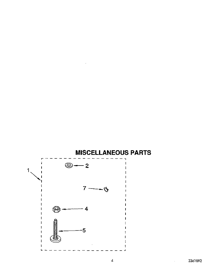 MISCELLANEOUS Diagram and Parts List for 4XLA87W92AW0  Whirlpool Washer