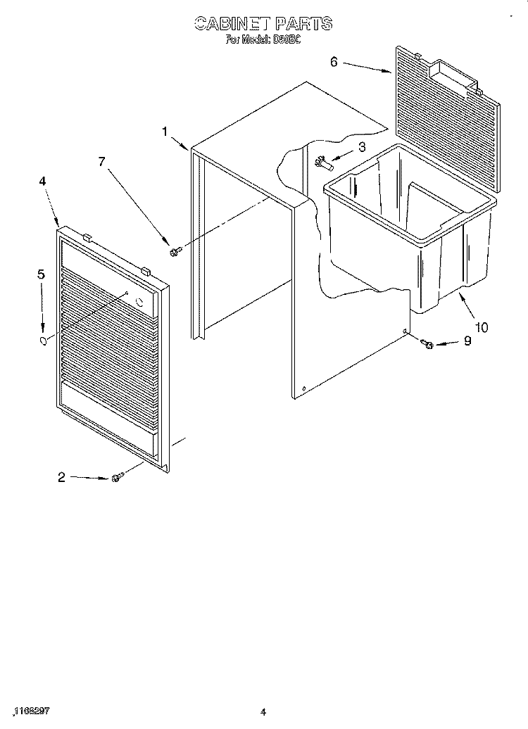 CABINET, LIT/OPTIONAL Diagram and Parts List for D50B0  Whirlpool Dehumidifier