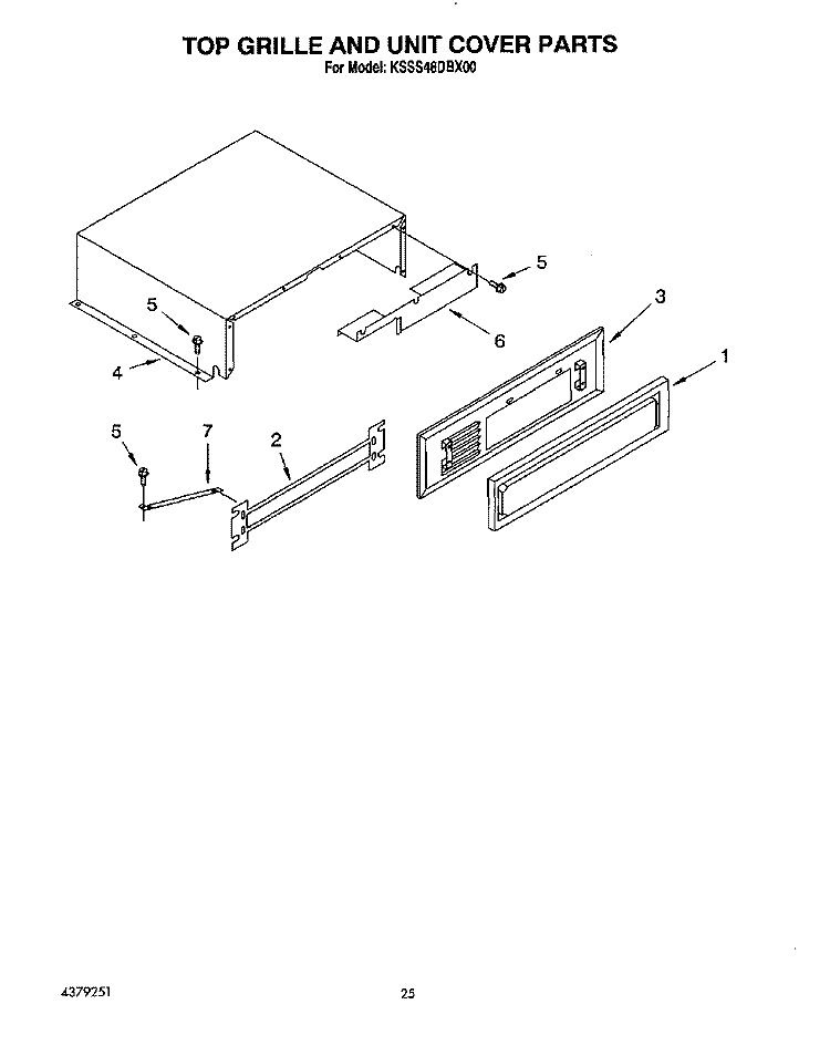 TOP GRILLE AND UNIT COVER Diagram and Parts List for KSSS48DBX00  KitchenAid Refrigerator