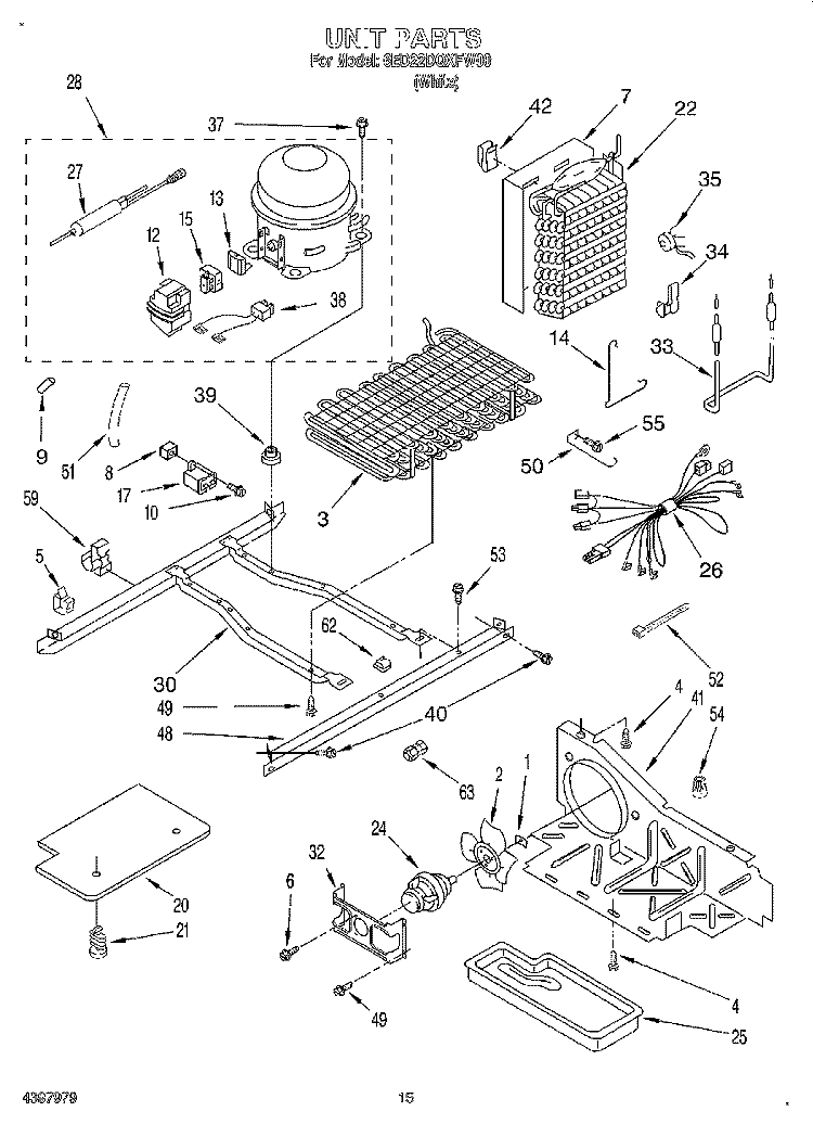 UNIT Diagram and Parts List for 6ED22DQXFW00  Whirlpool Refrigerator