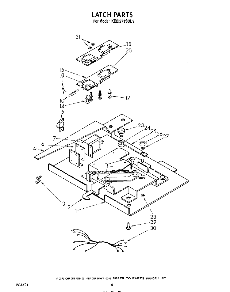 LATCH Diagram and Parts List for KEBI271SBL1  KitchenAid Wall Oven