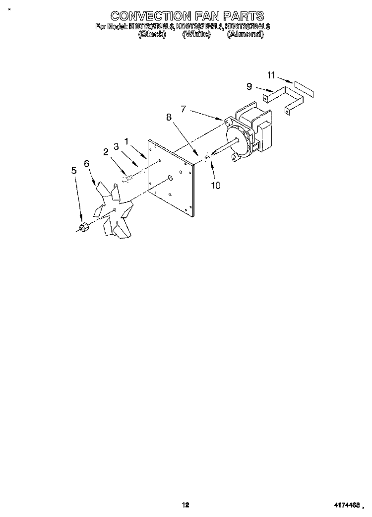 CONVECTION FAN Diagram and Parts List for KDDT207BBL6  KitchenAid Range