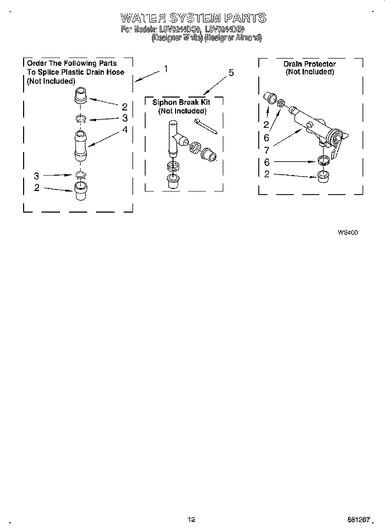 WATER SYSTEM Diagram and Parts List for LSV9244DZ0  Whirlpool Washer