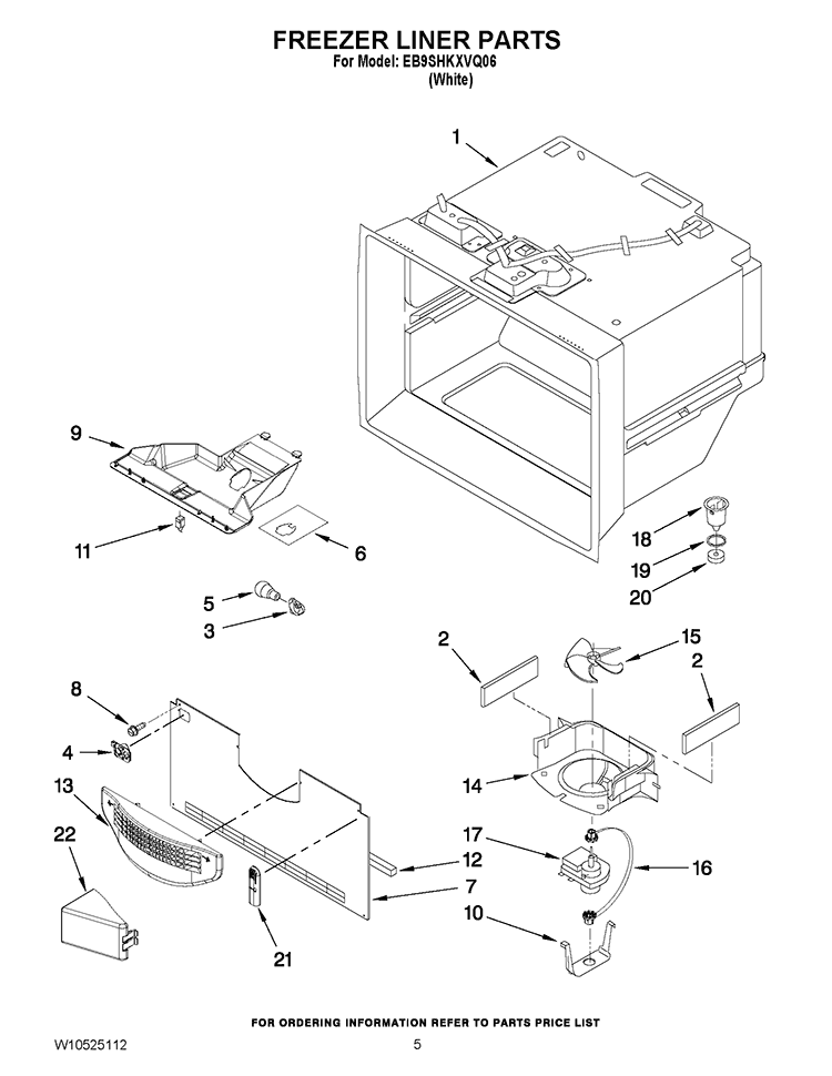 FREEZER LINER PARTS Diagram and Parts List for EB9SHKXVQ06  Whirlpool Refrigerator