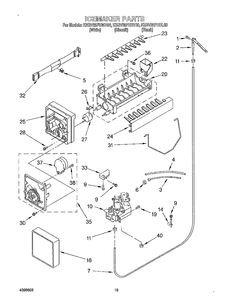 ICE MAKER, OPTIONAL Diagram and Parts List for KSRV25FHBL00  KitchenAid Refrigerator