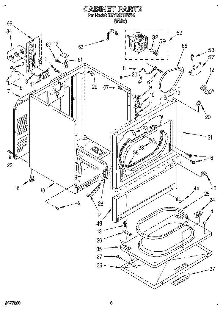 SECTION Diagram and Parts List for KEYE677BWH1  KitchenAid Dryer