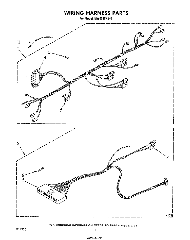 WIRING HARNESS , LITERATURE AND OPTIONAL Diagram and Parts List for MW8600XS0  Whirlpool Microwave