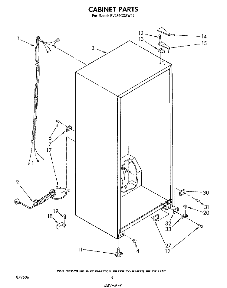 CABINET Diagram and Parts List for EV150CXSW00  Whirlpool Freezer