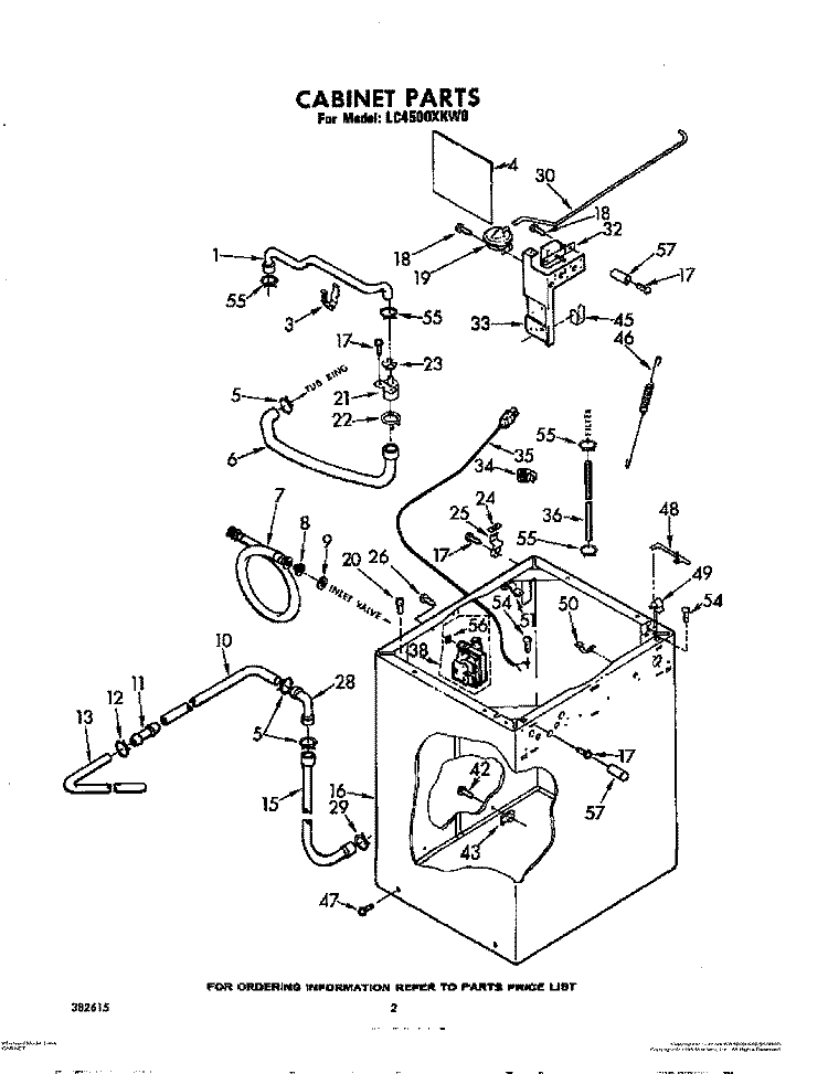 CABINET Diagram and Parts List for LC4500XKW0  Whirlpool Washer