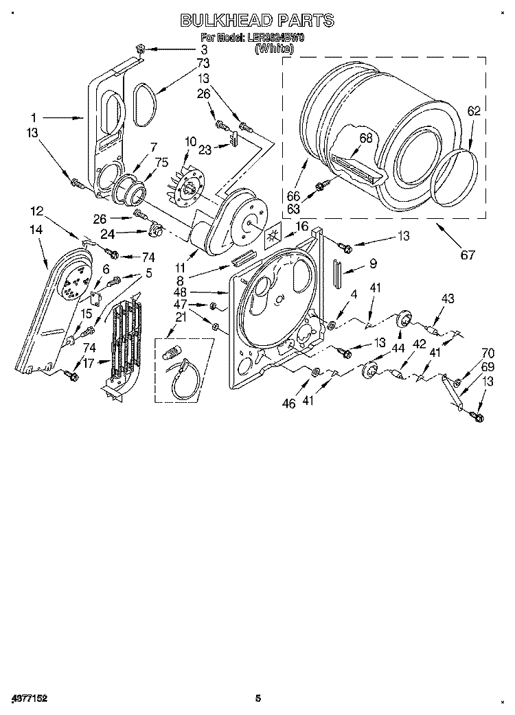 SECTION Diagram and Parts List for LER3624BW0  Whirlpool Dryer