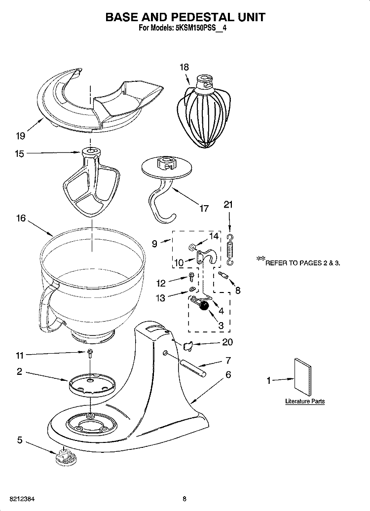 BASE AND PEDESTAL UNIT, OPTIONAL PARTS Diagram and Parts List for 5KSM150PSSOB4  KitchenAid Mixer