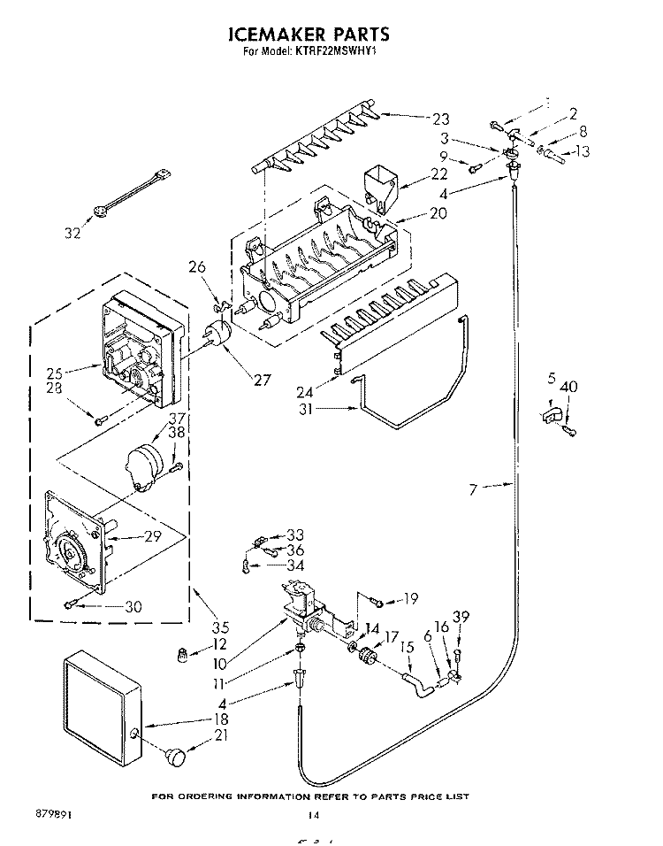 ICE MAKER , MISCELLANEOUS Diagram and Parts List for KTRF22MSTOY1  Whirlpool Refrigerator