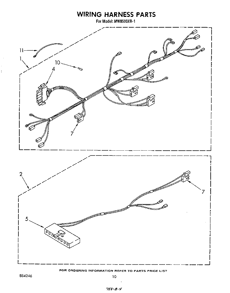 WIRING HARNESS, LITERATURE AND OPTIONAL Diagram and Parts List for MW8500XR1  Whirlpool Microwave