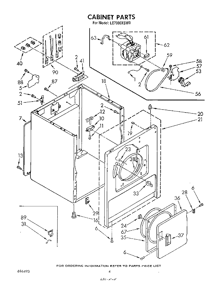 SECTION Diagram and Parts List for LE7000XSW0  Whirlpool Dryer