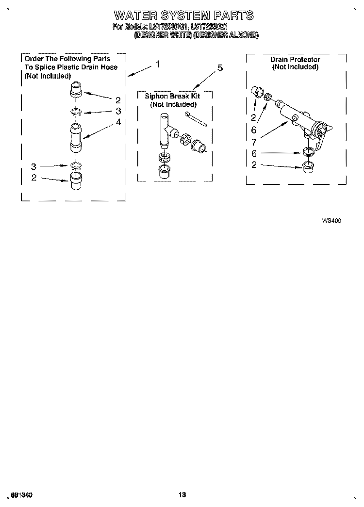 WATER SYSTEM Diagram and Parts List for LST7233DQ1  Whirlpool Washer