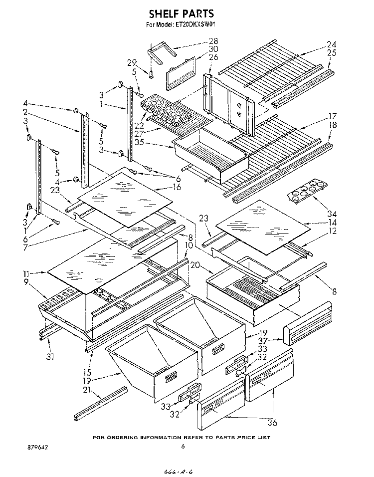 SHELF, LIT/OPTIONAL Diagram and Parts List for ET20DKXSW01  Whirlpool Refrigerator