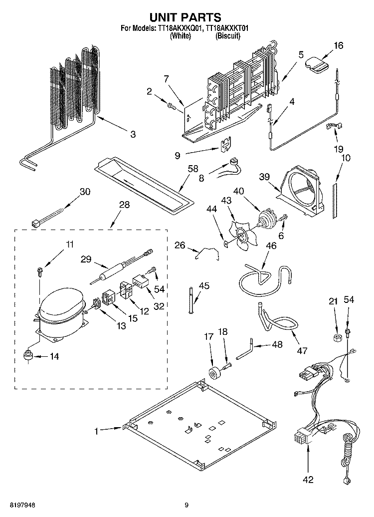 UNIT, OPTIONAL Diagram and Parts List for TT18AKXKT01  Estate Refrigerator