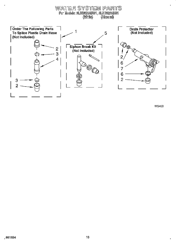 WATER SYSTEM Diagram and Parts List for 3LSR5233BN1  Whirlpool Washer