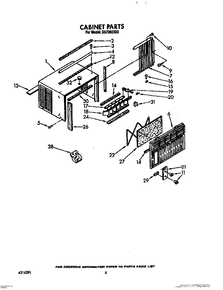 CABINET Diagram and Parts List for X07002X00  Roper Air Conditioner