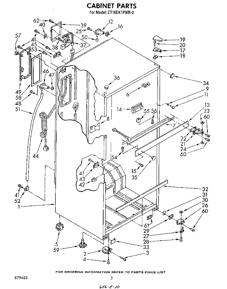 CABINET Diagram and Parts List for ET16EK1PWR2  Whirlpool Refrigerator