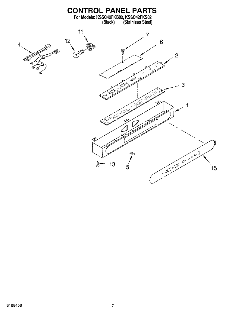 CONTROL PANEL PARTS Diagram and Parts List for KSSC42FKS02  KitchenAid Refrigerator