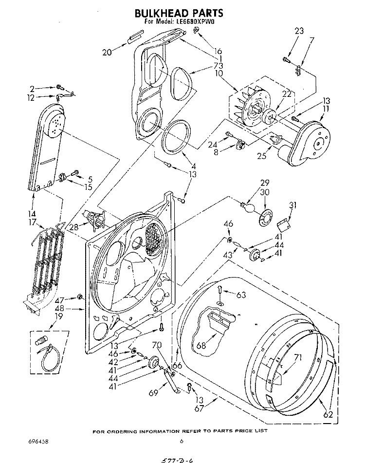 SECTION Diagram and Parts List for LE6680XPW0  Whirlpool Dryer
