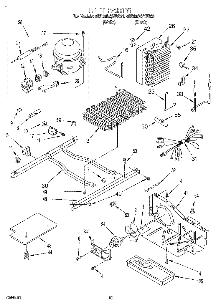 UNIT Diagram and Parts List for 6ED25DQXFB01  Whirlpool Refrigerator