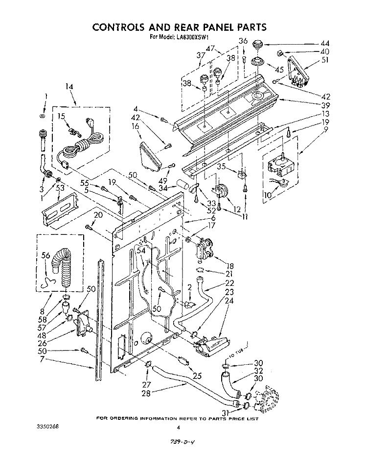 CONTROLS AND REAR PANEL Diagram and Parts List for LA6300XSW1  Whirlpool Washer