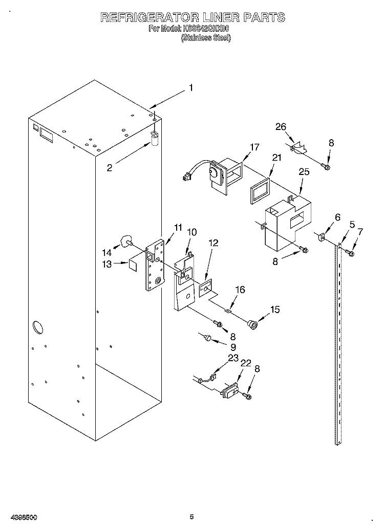 REFRIGERATOR LINER Diagram and Parts List for KSSS42QHX00  KitchenAid Refrigerator