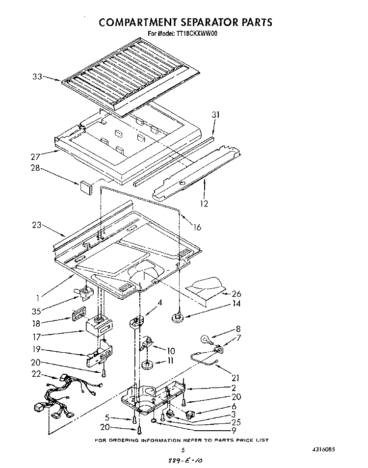 COMPARTMENT SEPARATOR Diagram and Parts List for TT18CKXWN00  Whirlpool Refrigerator