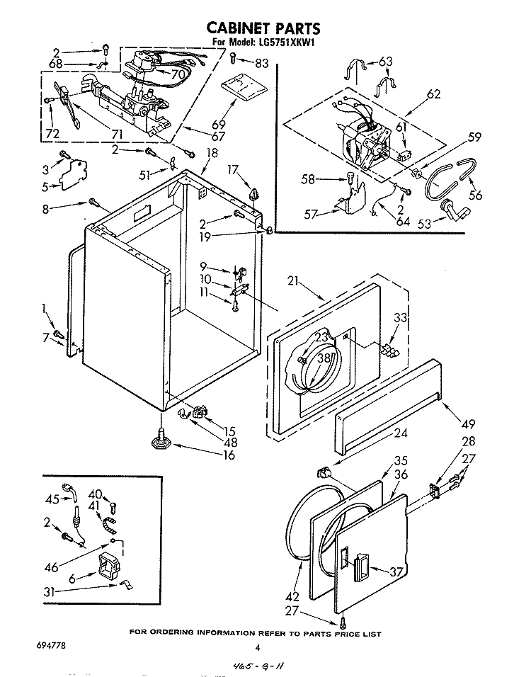 SECTION Diagram and Parts List for LG5751XKW1  Whirlpool Dryer