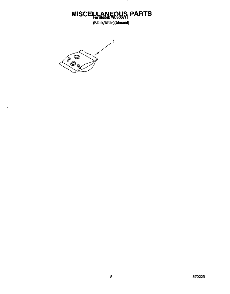 MISCELLANEOUS, LIT/OPTIONAL Diagram and Parts List for WU3006Y1  Roper Dishwasher