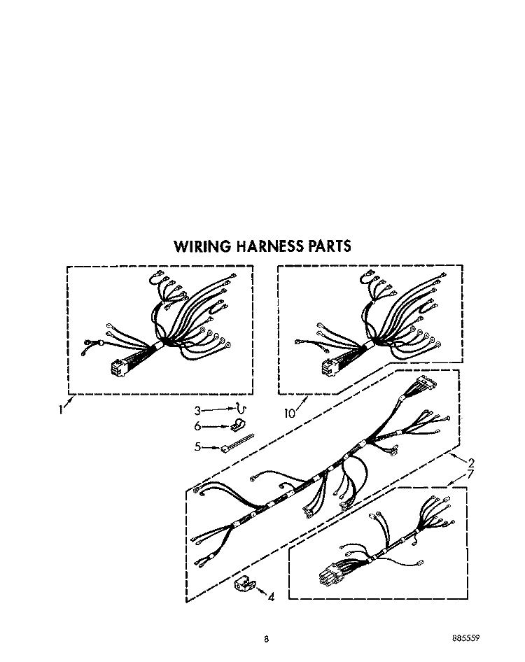 WIRING HARNESS Diagram and Parts List for RM288PXV7  Whirlpool Microwave Oven Combo