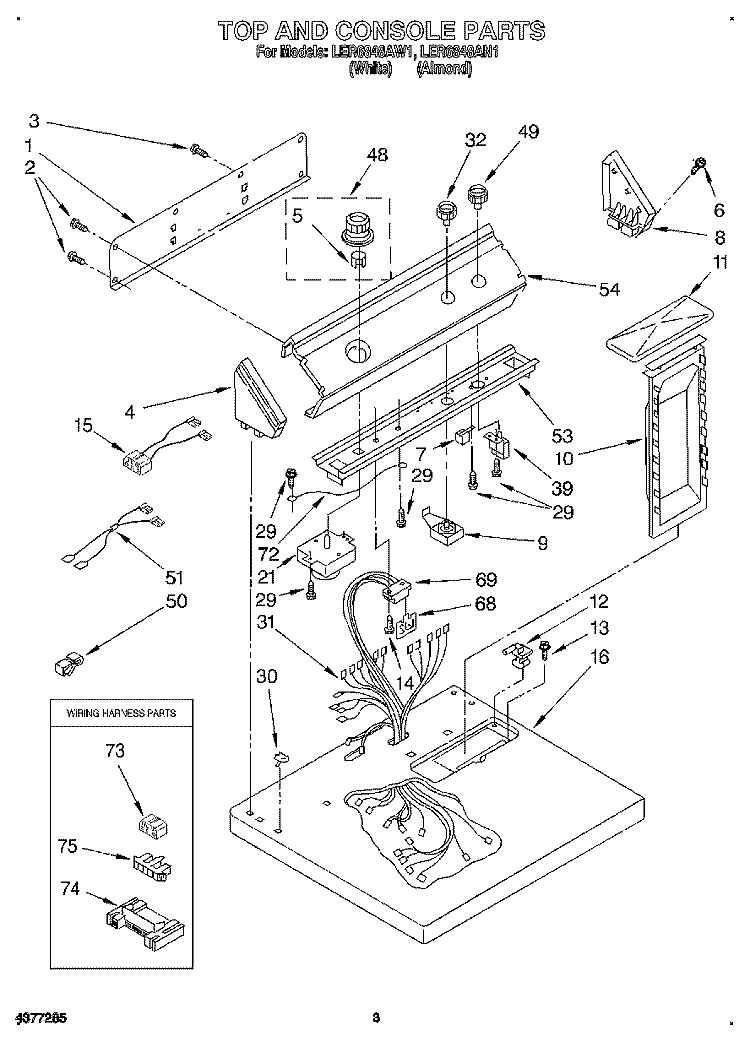 SECTION Diagram and Parts List for LER6848AN1  Whirlpool Dryer
