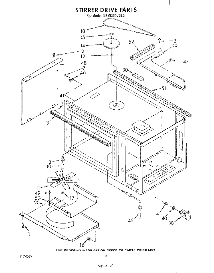 STIRRER DRIVE Diagram and Parts List for KEMI300VBL3  KitchenAid Microwave Oven Combo