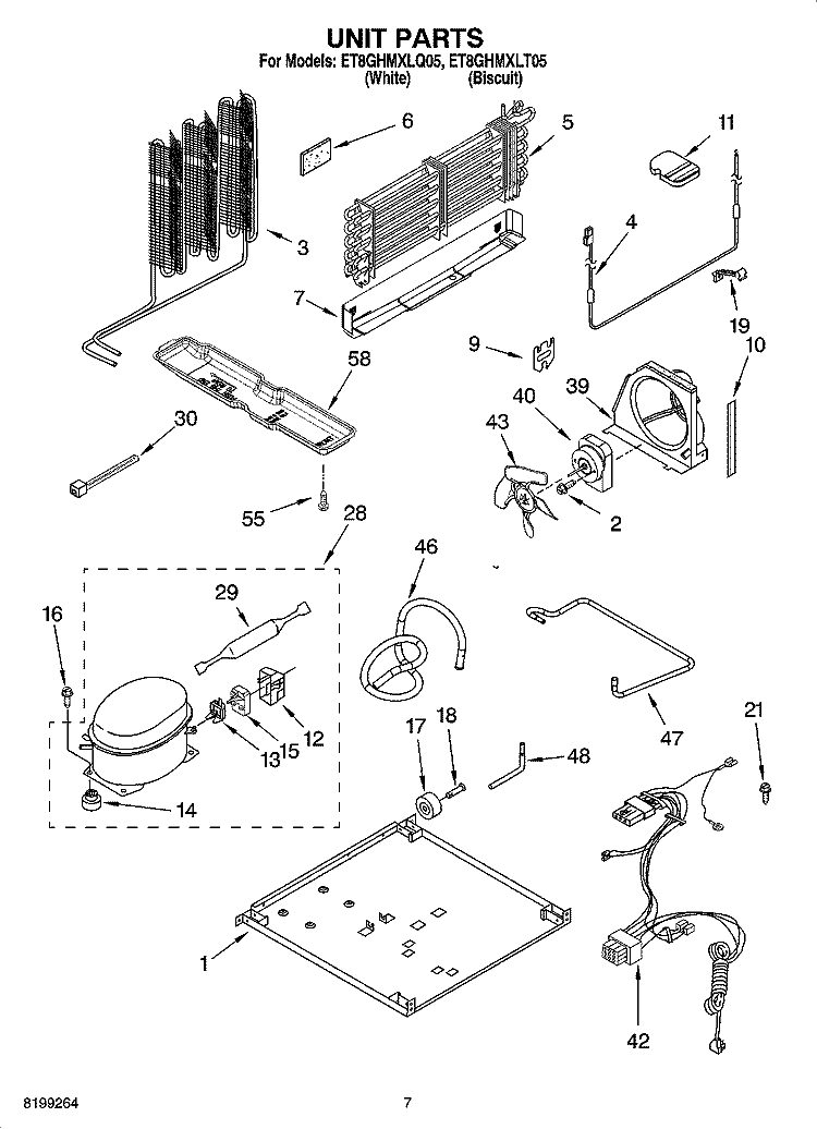UNIT PARTS Diagram and Parts List for ET8GHMXLT05  Whirlpool Refrigerator