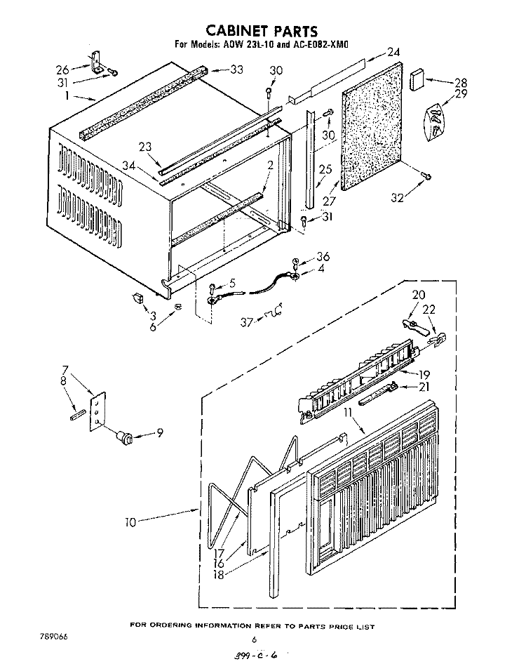 SECTION Diagram and Parts List for ACE082XM0  Whirlpool Air Conditioner