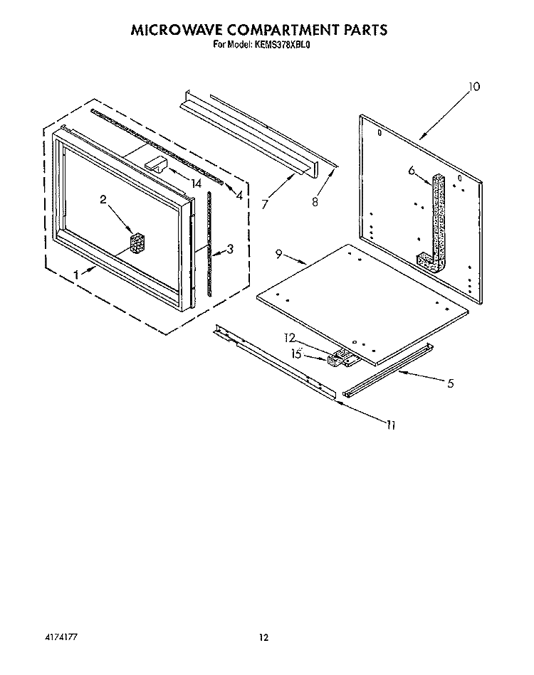 MICROWAVE COMPARTMENT Diagram and Parts List for KEMS378XWH0  KitchenAid Wall Oven