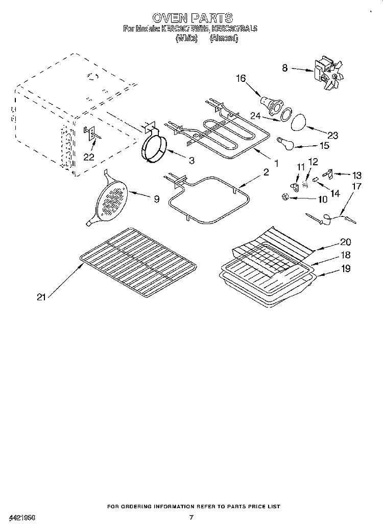 OVEN Diagram and Parts List for KESC307BWH5  KitchenAid Range