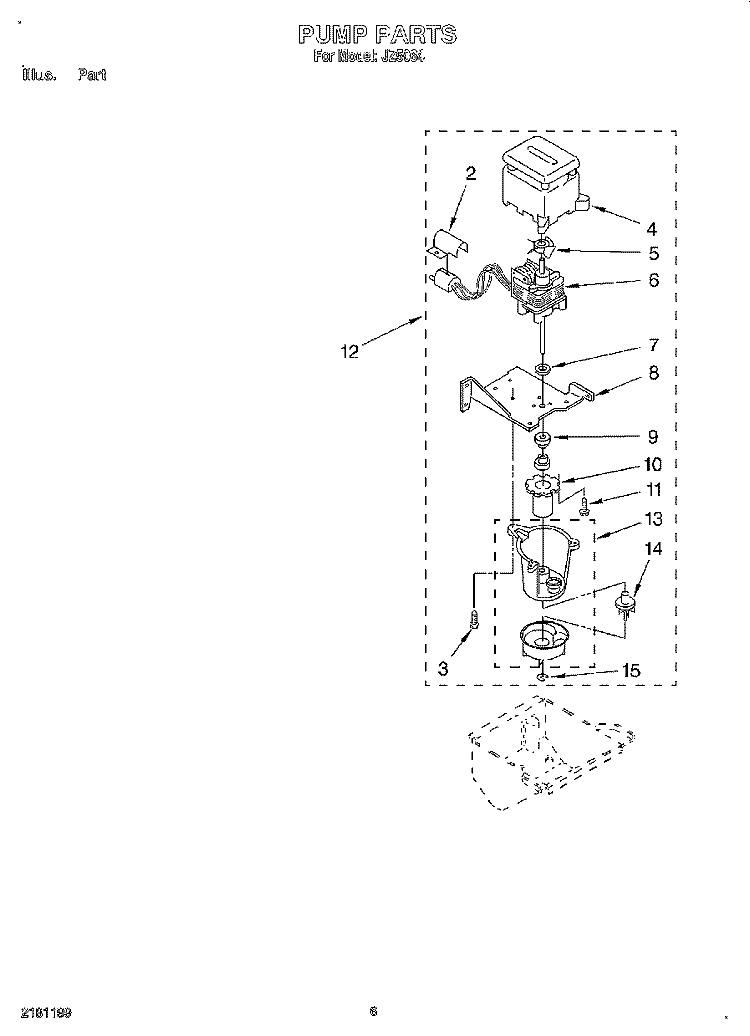 PUMP Diagram and Parts List for JZ5064  Whirlpool Ice Maker