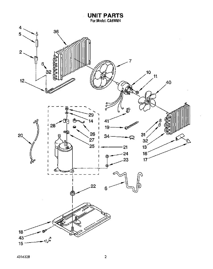 UNIT, LIT/OPTIONAL Diagram and Parts List for CA6WM4  Crosley Air Conditioner
