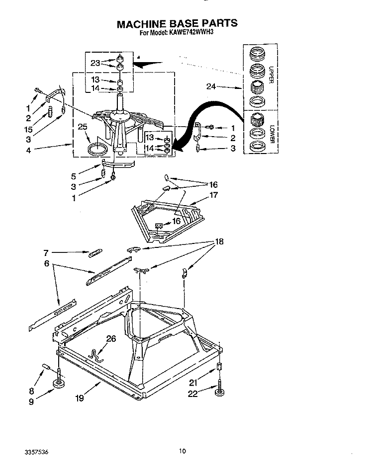 MACHINE BASE Diagram and Parts List for KAWE742WAL3  KitchenAid Washer