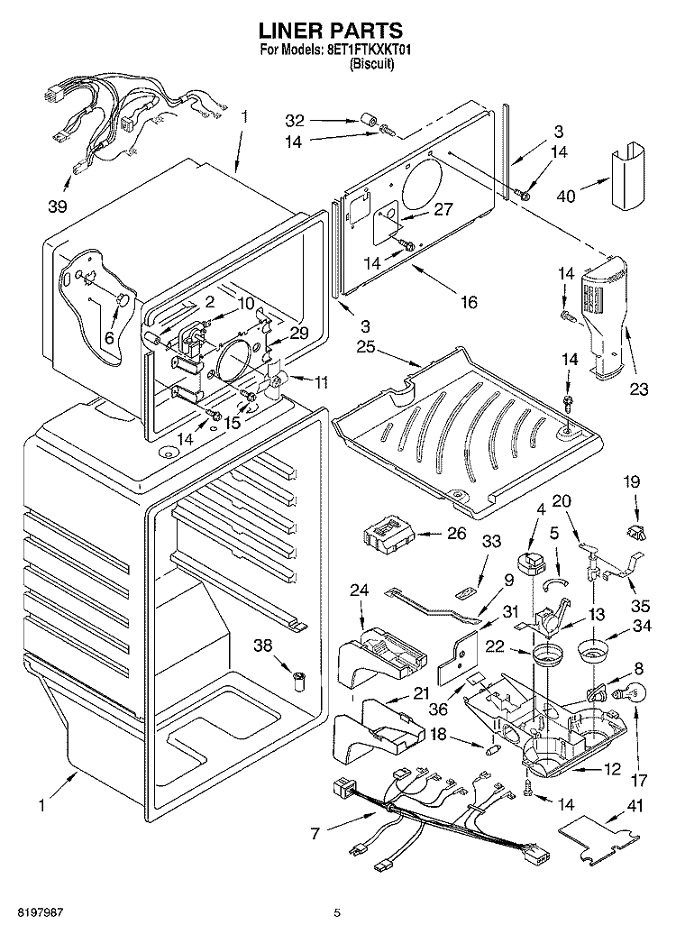 LINER Diagram and Parts List for 8ET1FTKXKT01  Whirlpool Refrigerator