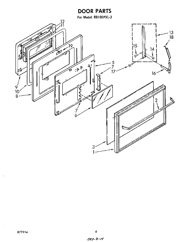 SECTION Diagram and Parts List for RB160PXL3  Whirlpool Wall Oven