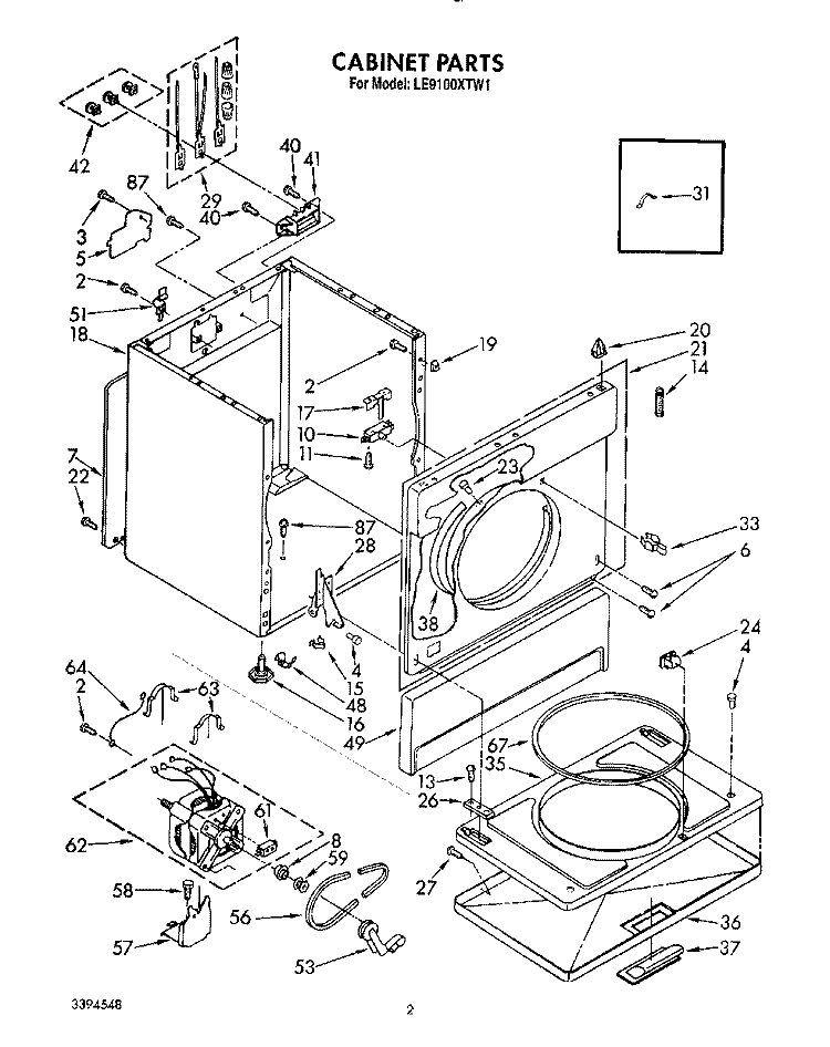 SECTION Diagram and Parts List for LE9100XTN1  Whirlpool Dryer